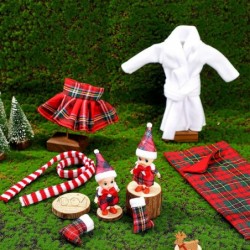 8 Pcs Christmas Elf Dolls Accessories Include Mini Elf Doll Elf Sleeping Bag Bathrobe Skirt Glasses Boots Red and White Strip...