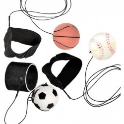 2.25 Inch Sports Wrist Balls - Set of 3 - Includes Basketball Baseball and Soccer Ball Wristband Toys - Durable Foam String A...