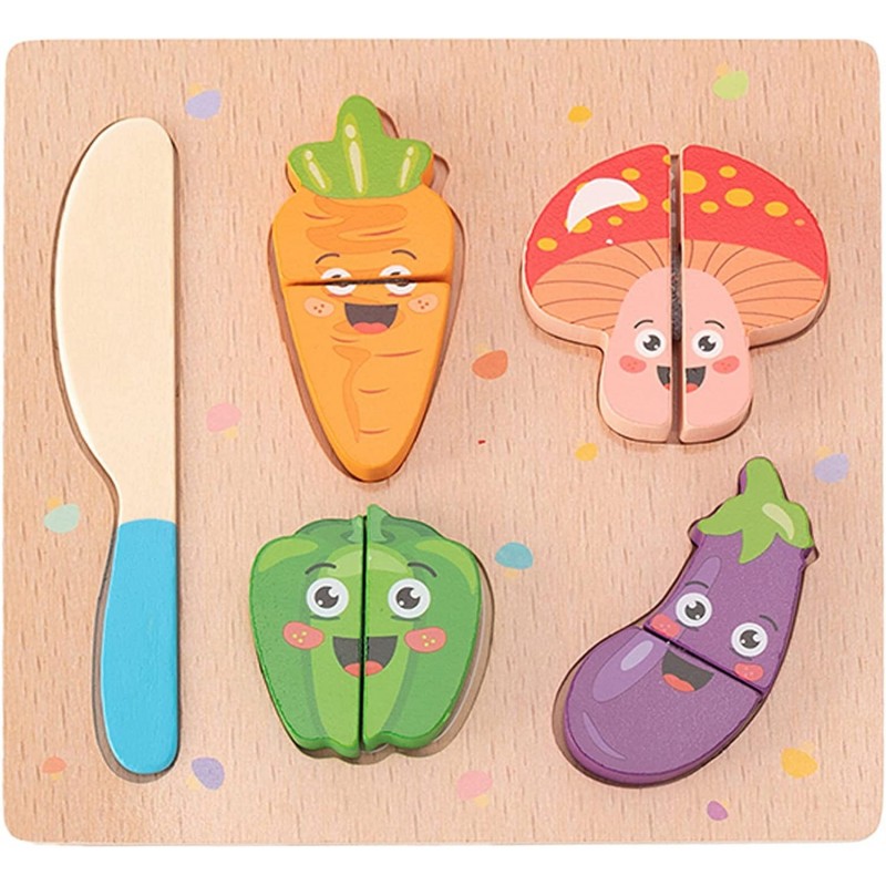 Wooden Cutting Puzzles for Kids Ages 1-5 Years Old Vegetable Toddler Puzzles Learning Toys Educational Gift for Girls and Boy...