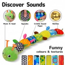 Infant Baby Musical Stuffed Animal Activity Soft Toys with Multi-Sensory Crinkle Rattle and Textures for Tummy Time Newborn 0...