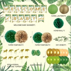 133 Pieces Jungle Safari Baby Shower Decorations for Boy or Girl - Greenery Oh Baby Plates Napkins and Cups Animal Cake Toppe...