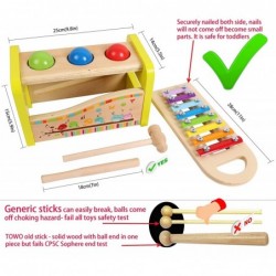 TOWO Wooden Hammer Ball and Xylophone Set - Mallet and Pegs Pound a Ball Tap Bench- Toys for Babies 1 Year Old Baby Boy Girl ...