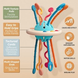 Baby Sensory Toys 18+M Food Grade Silicone Pull String Toy for Toddlers Safe Cute BabyTravel Toys First Birthday Gift for Boy...