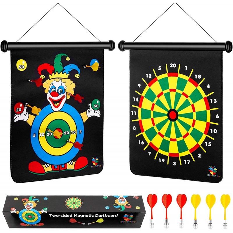 Magnetic Dart Board for Boys Darts Game Set 6 Safe Magnetic Darts and 2-Sided Target Games in Gift Box Holiday or Birthday Gi...