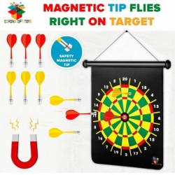 Magnetic Dart Board for Boys Darts Game Set 6 Safe Magnetic Darts and 2-Sided Target Games in Gift Box Holiday or Birthday Gi...