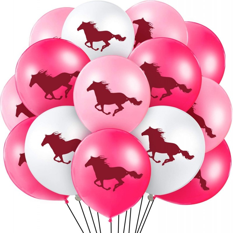 36 Pieces Horse Latex Balloons Round Cowgirl Balloons Multicolored Horse Themed Balloon Decorations for Baby Shower Cowboy Pa...