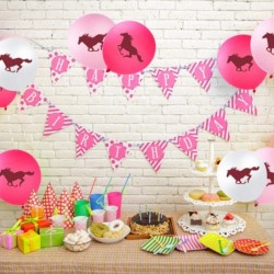 36 Pieces Horse Latex Balloons Round Cowgirl Balloons Multicolored Horse Themed Balloon Decorations for Baby Shower Cowboy Pa...