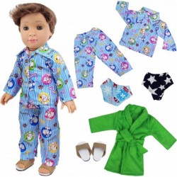 18 Inch Boy Doll Clothes and Shoes - 2 Pajamas Bathrobe 2 Underpants and 1 Slippers for 18 Inch Boy Doll Nightgown Sleepwear ...