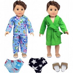 18 Inch Boy Doll Clothes and Shoes - 2 Pajamas Bathrobe 2 Underpants and 1 Slippers for 18 Inch Boy Doll Nightgown Sleepwear ...