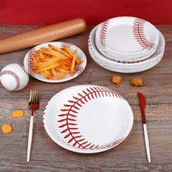 72 Pack Baseball Plates 9 Inch and 7 Inch Home Plate Baseball Round Baseball Paper Plates for Sports Theme Birthday Party Dec...