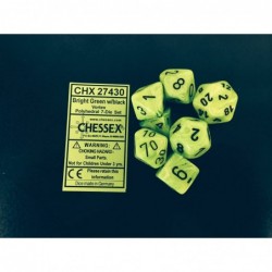 Polyhedral 7-Die Set Bright Green w/black Vortex CHX-27430 $22.81 Game Accessories