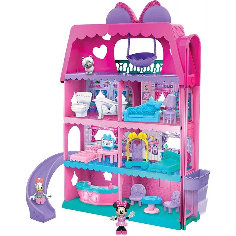 Minnie Mouse Bow-Tel Hotel 2-Sided Playset with Lights Sounds and Elevator 20 Pieces Includes Minnie Mouse Daisy Duck and Sno...