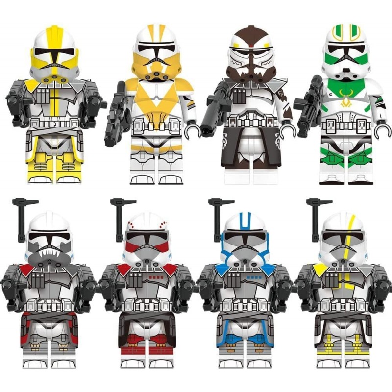 8 Pcs Pack Battle Soldiers and Droids with Weapons Set Building Blocks Action Figures Toy Boys Kids Gift $41.32 Action Figures