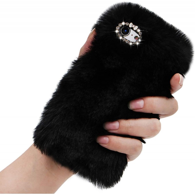 Rhinestone Fluffy Rabbit Fur Case for Samsung Galaxy S21 FE 5G Cute New Bling Diamond Handmade Furry Winter Warm Fashion Faux...