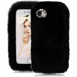 Rhinestone Fluffy Rabbit Fur Case for Samsung Galaxy S21 FE 5G Cute New Bling Diamond Handmade Furry Winter Warm Fashion Faux...