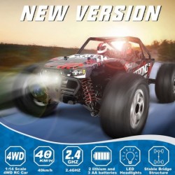 1:14 Scale RC Cars 4WD High Speed 40 Km/h Monster RC Truck for All Terrain 2.4 GHz Remote Control Car with Headlight and Two ...