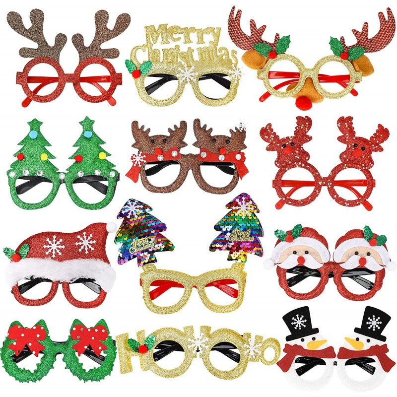 Christmas Glasses Glitter Party Glasses Frames Xmas Party Supplies Costume Eyeglasses for Annual Holiday Photo Booth $35.86 K...