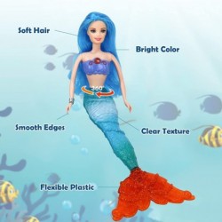 Mermaid Princess Doll for Kids Fashion Blue Hair Princess Mermaid Doll with Little Mermaid Doll Mermaid Toys with Accessories...