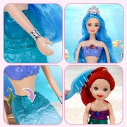 Mermaid Princess Doll for Kids Fashion Blue Hair Princess Mermaid Doll with Little Mermaid Doll Mermaid Toys with Accessories...