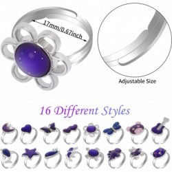 16Pcs Mood Rings for Kids Adjustable Color Changing Mood Rings for Women Girls Boys Birthday Party Favor Rings Halloween Cost...