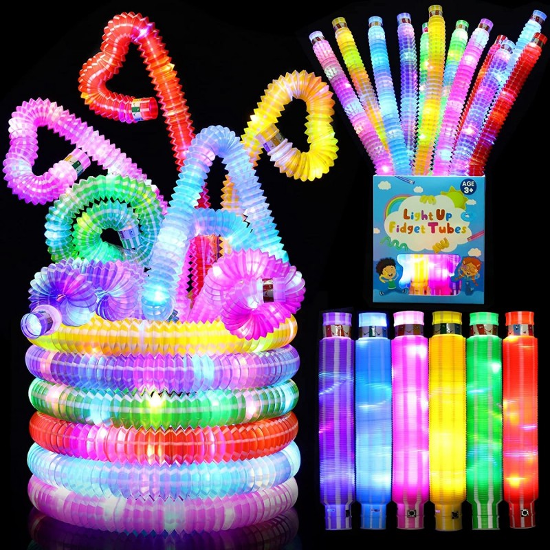 12 Pack Party Favors for Kids 8-12 4-8 Glow Sticks Bulk Party Pack Light Up Fidget Tubes Sensory Toys Glow in the Dark Party ...