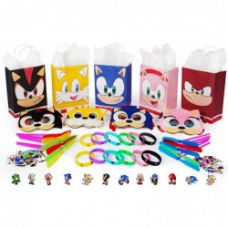 Hedgehog Party Favors Set - 113 Pcs Gifts for kids Included Paper Treat Bags Bracelets Masks Shoes Decoration Stickers Game T...