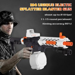 M4 Gel Ball Blaster Electric Splatter Ball Blaster Automatic 20000+ Water Beads Gun with 1200 Rounds Water Bead Drum & Infrar...