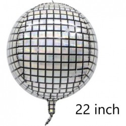 6 Count 22 Inch Disco Ball Balloon Silver laser 4D Large Inflatable Sphere Aluminum Foil Balloon Silver Mirror Balloon for Di...