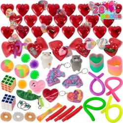 28 Pack Valentines Day Gifts for Kids-Squishy Mochi Pop Fidget Toys with Valentines Cards Heart Shells for Valentine's School...