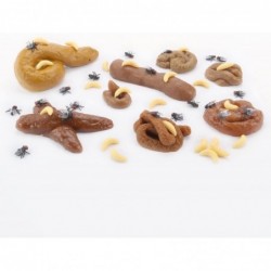 48 Pcs Fake Poop Toy with Realistic Fake Flies and Yellow Maggots Set-Fake Turd Dog Poop Toilet Prank Props for Halloween Apr...