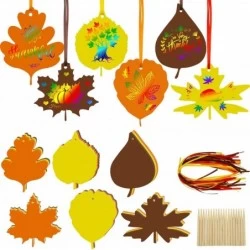 174 Pieces Thanksgiving Fall Leaves Scratch Ornaments Colorful Paper Color Scratch Leaves Colorful Fall Leaves Scratch Paper ...