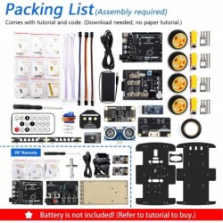 4WD Car Kit with RF Remote (Compatible with Arduino IDE) Line Tracking Obstacle Avoidance Ultrasonic Sensor IR Wireless Remot...