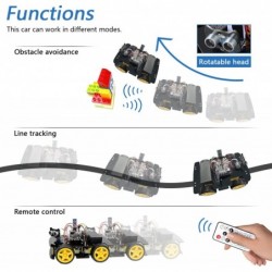 4WD Car Kit with RF Remote (Compatible with Arduino IDE) Line Tracking Obstacle Avoidance Ultrasonic Sensor IR Wireless Remot...