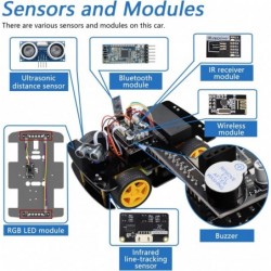 4WD Car Kit with RF Remote (Compatible with Arduino IDE) Line Tracking Obstacle Avoidance Ultrasonic Sensor IR Wireless Remot...