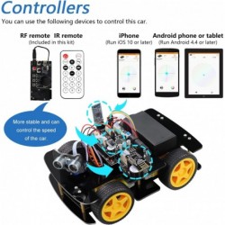 4WD Car Kit with RF Remote (Compatible with Arduino IDE) Line Tracking Obstacle Avoidance Ultrasonic Sensor IR Wireless Remot...