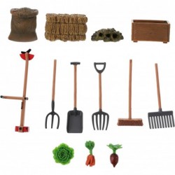 Feed Set 13 Pcs Simulation Farm Tool Toy Farm Scene Toy Farm Scene Model Includes Hay Bale Straw Heap Fork Mower Brush Carrot...