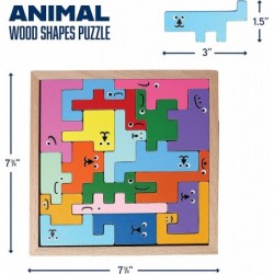 Wooden Jigsaw Puzzles for Kids -19 Chunky Pieces Wooden Puzzles for Toddlers 1-3 with Assorted Jigsaw Blocks - Safe and Vibra...