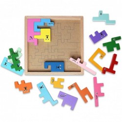 Wooden Jigsaw Puzzles for Kids -19 Chunky Pieces Wooden Puzzles for Toddlers 1-3 with Assorted Jigsaw Blocks - Safe and Vibra...