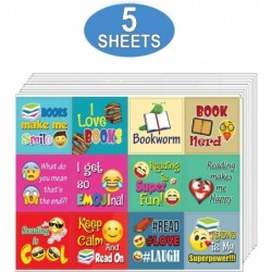 Emoji Stickers for Bookworm (5-Sheet) – Total 60 pcs (5 X 12pcs) Individual Small Size 2.1" x 2" Unique Personalized Themes D...