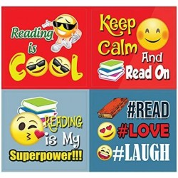 Emoji Stickers for Bookworm (5-Sheet) – Total 60 pcs (5 X 12pcs) Individual Small Size 2.1" x 2" Unique Personalized Themes D...