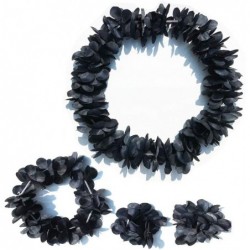 Halloween Decor Leis for Tropical Hawaiian Luau Headband Bracelets Party Favors Set of 4 (Black) $15.25 Kids' Party Favor Sets