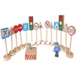 15 Pcs Wooden Street Signs Playset Traffic Signs Lights Playset for Children Play $25.95 Toy Vehicle Playsets