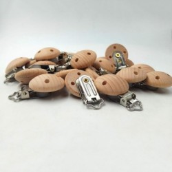 Natural Beech Wood Pacifier Clips Holder Teething Grasping Suspender Clips Charm DIY Pacifier Chain Teether Accessory (10pcs)...