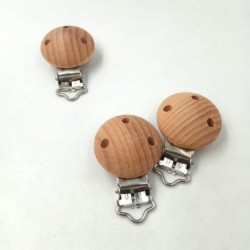 Natural Beech Wood Pacifier Clips Holder Teething Grasping Suspender Clips Charm DIY Pacifier Chain Teether Accessory (10pcs)...