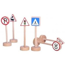 15 Pcs Wooden Street Signs Playset Traffic Signs Lights Playset for Children Play $25.95 Toy Vehicle Playsets