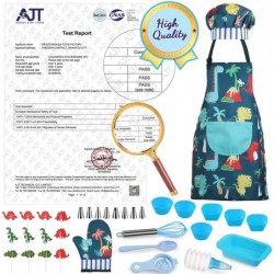 Children’s Cooking and Baking Set 34-Pcs Includes Apron for Little Boys Chef Hat Oven Mitt & Utensil to Dress Up Chef Career ...