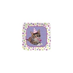 8-Count Square Paper Dessert Plates Purr-Ty Time $15.18 Kids' Party Tableware