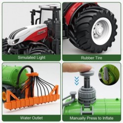 RC Tractor Remote Control Farm Truck with Spreader 2.4Ghz 1/24 Scale Electronic Tractor Farm Vehicle Toy with Light for Kids ...