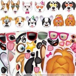 Dog Stickers Make A Dog Face Sticker for Kids 24Pack Cute Dogs Create Your Own Stickers Party Supply Classroom Birthday Rewar...