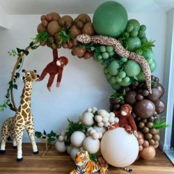 Safari Balloon Garland Baby Shower Arch Kit Sage Green Wild One Double Layer And Dark Brown Jungle Coffee Tan Holiday For Par...